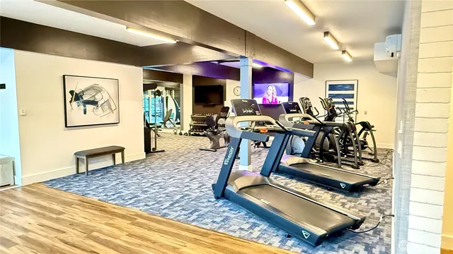 a view of a room with gym equipment
