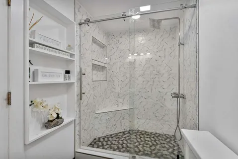 a bathroom with a shower