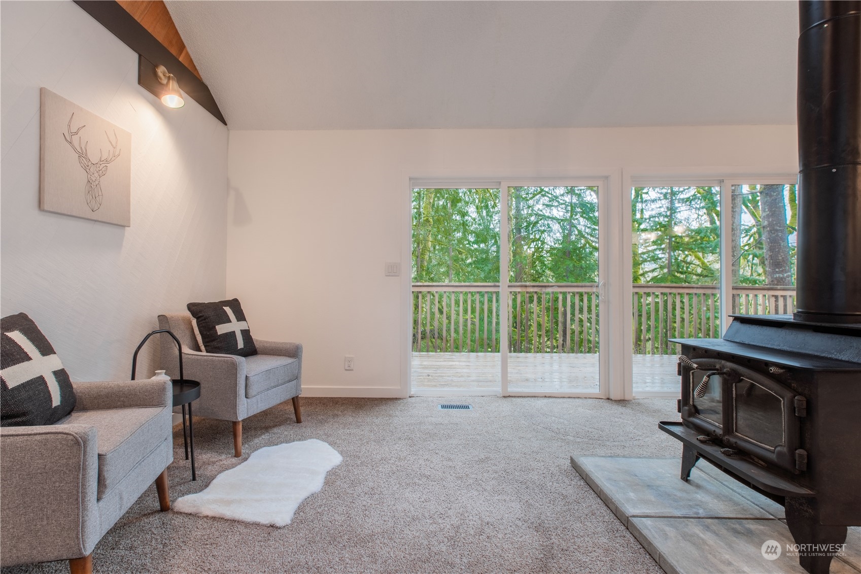 7736 View Ridge Drive Maple Falls, WA 98266 - Photo 8 of 25 a living room with furniture a flat screen tv and a fireplace