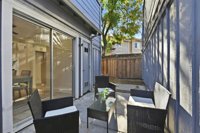 a view of outdoor space with seating area