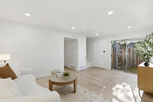 a living room with furniture