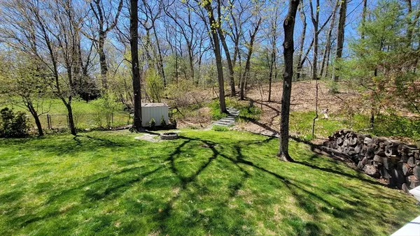 a backyard of a house with lots of green space