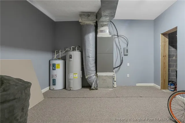 a room with gym equipment and a mirror