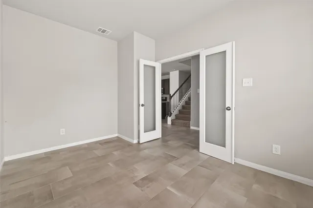 an empty room with closet