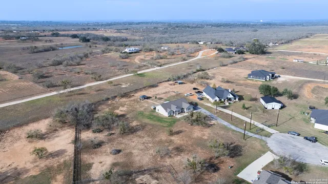 an aerial view of a house