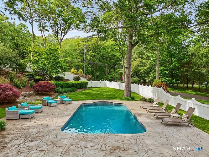 2 Grassy Plains Road Westport, CT 06880 - Photo 35 of 40 Gorgeous fenced area with incredible lighting for evening entertaining
