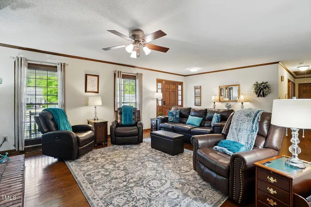 a living room with furniture