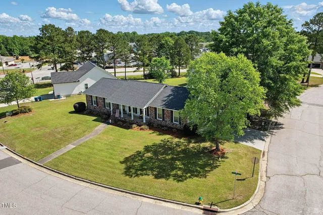 an aerial view of a house
