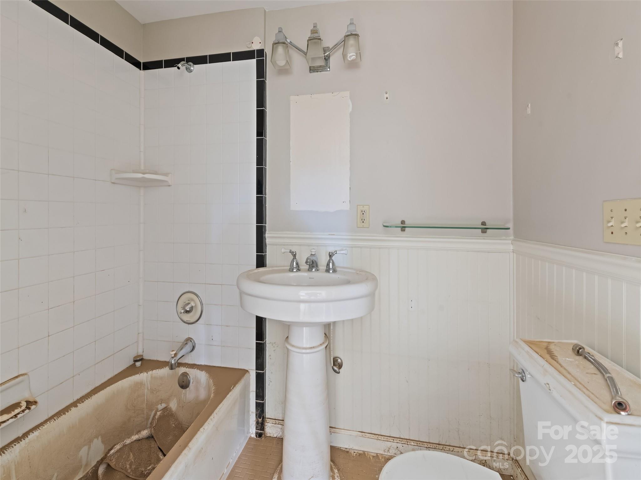 61 Riverbend Street Canton, NC 28716 - Photo 22 of 24 a bathroom with a sink a toilet and shower