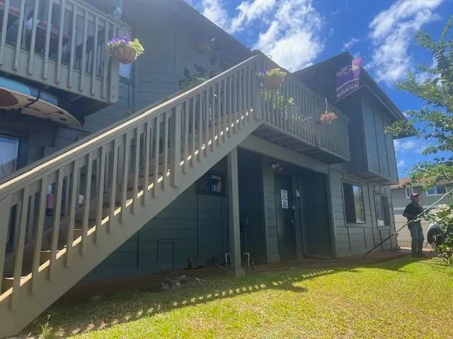 a view of swimming pool with seating space