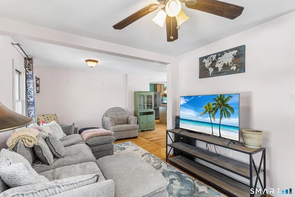 a living room with furniture