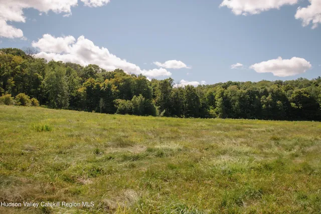 a view of a yard with wooden fence