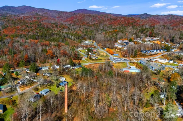 a view of a city with mountains in the background