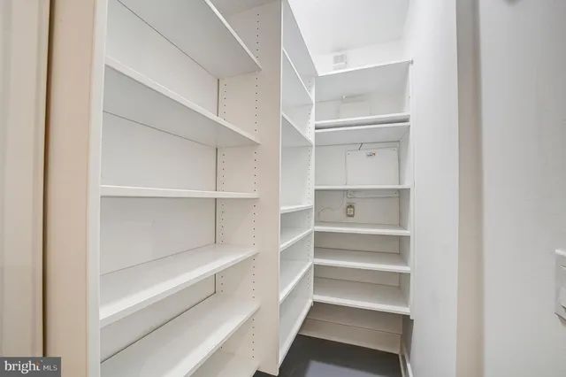 a view of an empty walk in closet