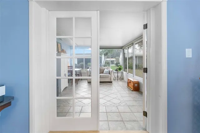 a view of a porch with a slide