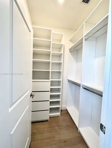 a view of a garage with windows