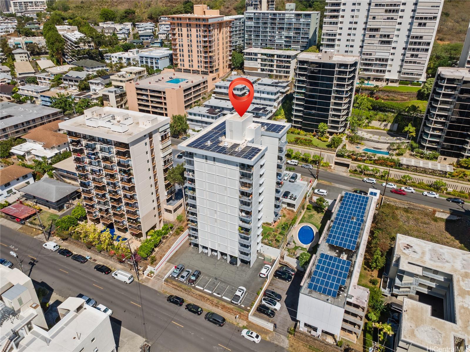 1069 Spencer Street, Unit 101 Honolulu, HI 96822 - Photo 12 of 19 an aerial view of a city with buildings