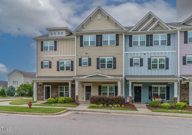 a front view of a brick house