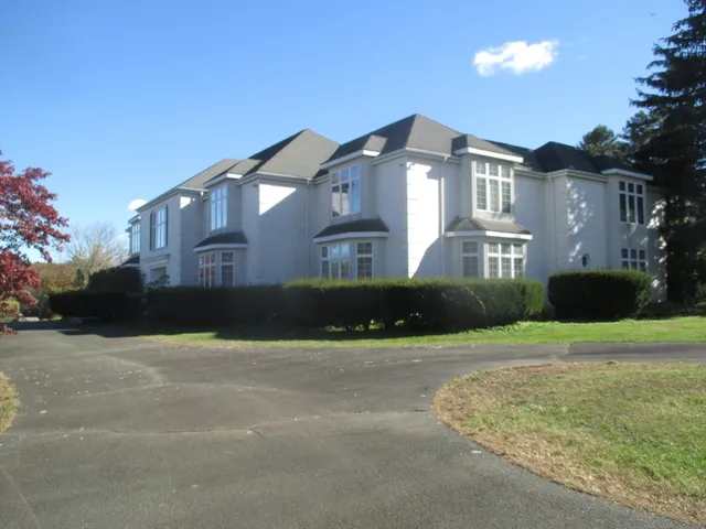 a front view of a house with a yard and a garage