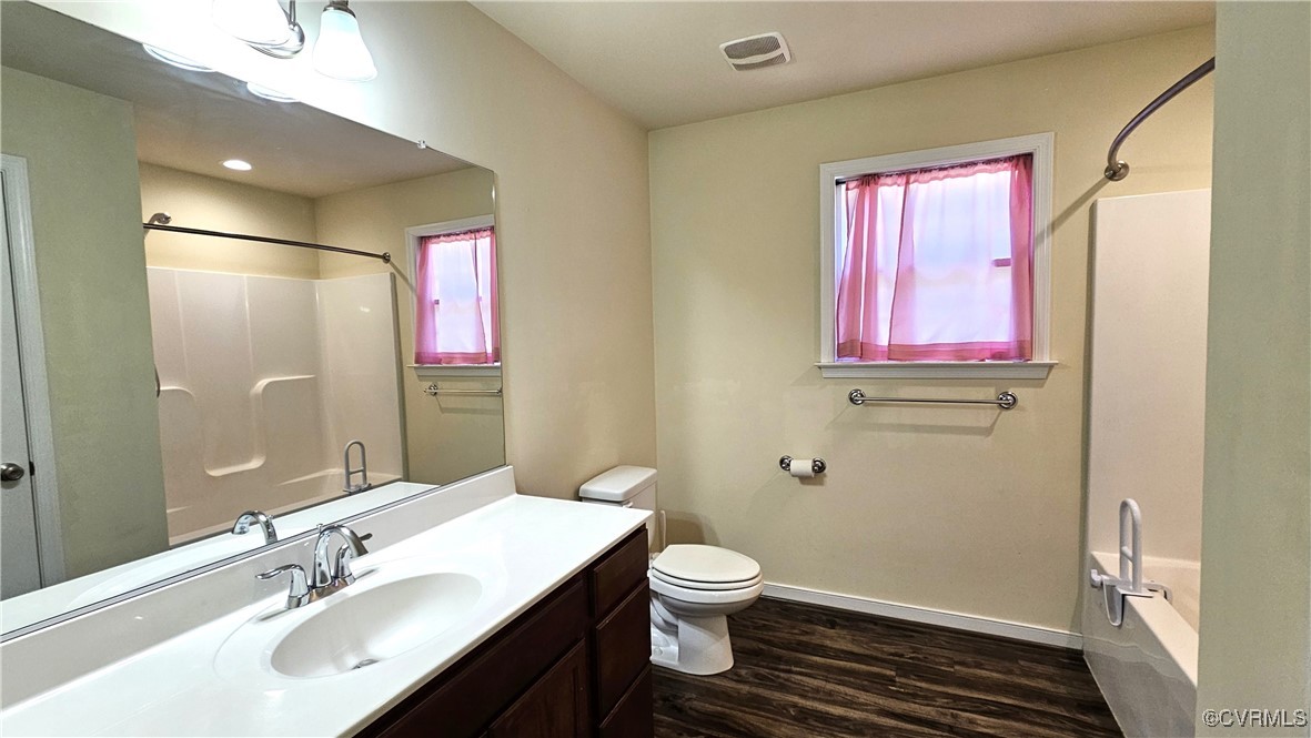 1290 Schutt Road Crewe, VA 23930 - Photo 46 of 50 a bathroom with a sink a toilet a shower and a mirror