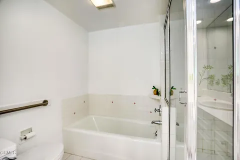 a bathroom with a bathtub