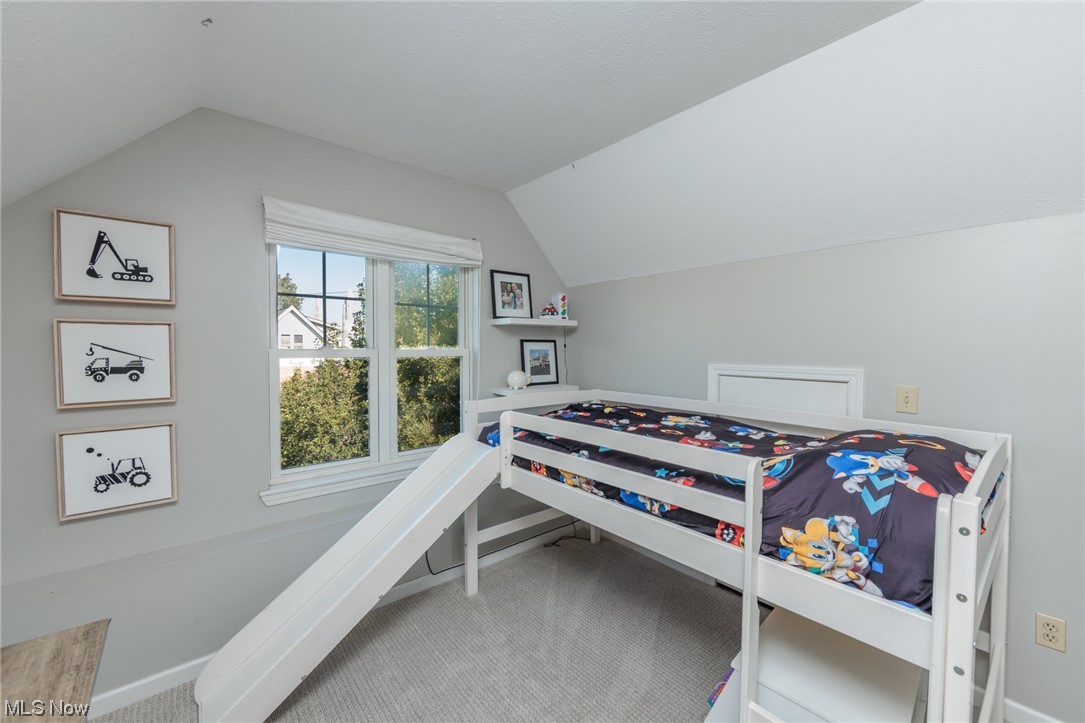 603 Literary Road Cleveland, OH 44113 - Photo 25 of 35 Bedroom featuring lofted ceiling and carpet