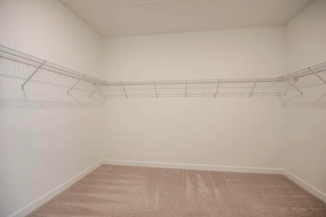 a view of a room with racks on the wall