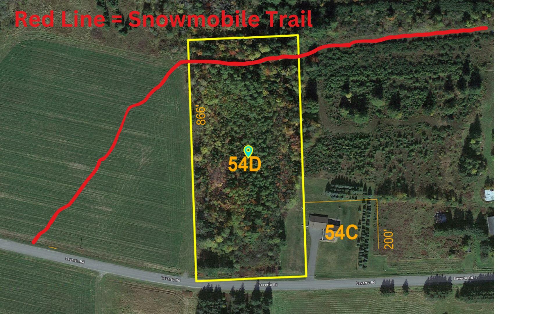 54 D Lavertu Road St. David, ME 04773 - Photo 2 of 9 Red Line = Snowmobile Trail