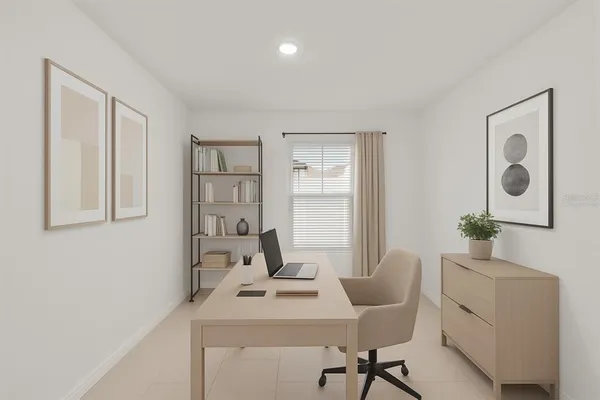 a view of a workspace with furniture