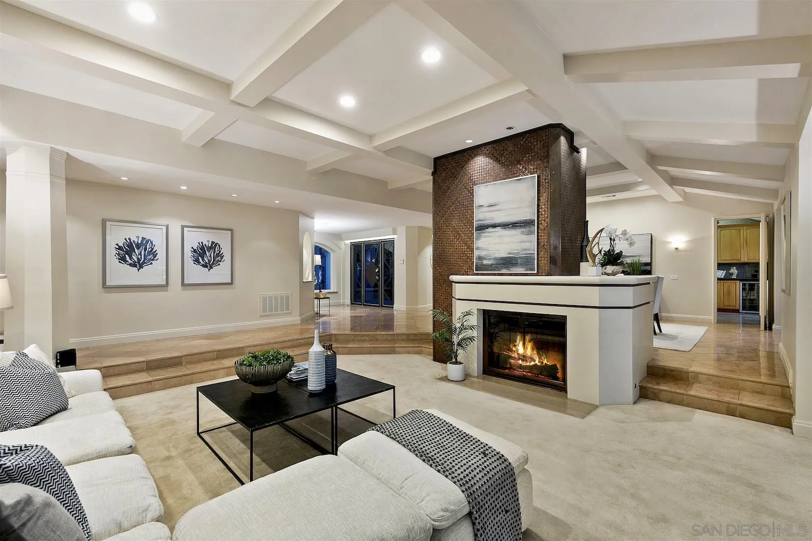 9660 Blackgold Road La Jolla, CA 92037 - Photo 5 of 32 a living room with furniture and a fireplace