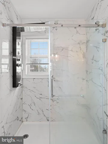 a bathroom with shower