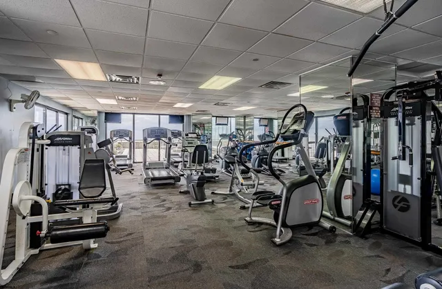 a view of a room with gym equipment