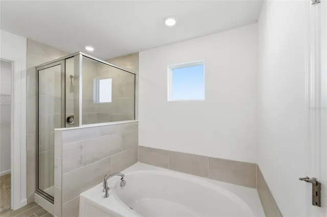a bathroom with a bathtub
