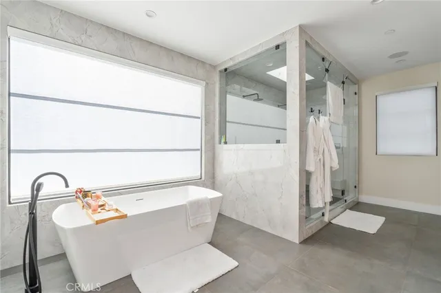 a view of a bathtub in a bathroom