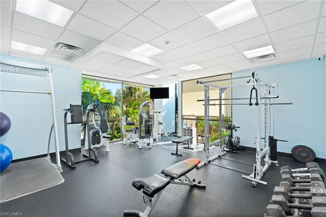 a view of a room with gym equipment