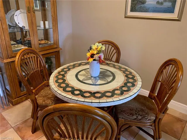 a table with chairs and painting on the wall