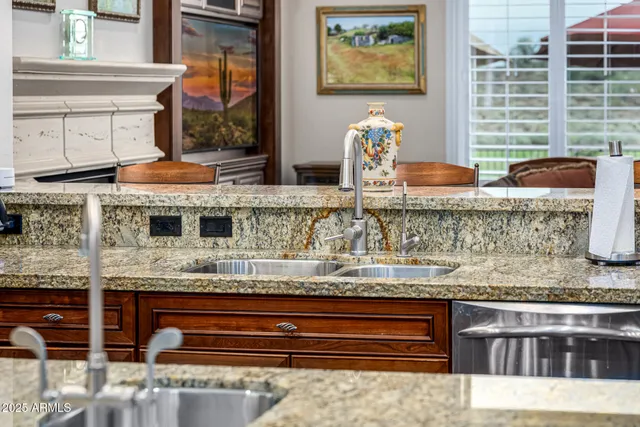 a view of a garden with an ocean