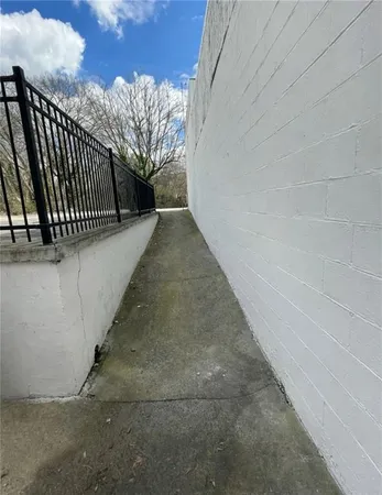 a view of a pathway of a building
