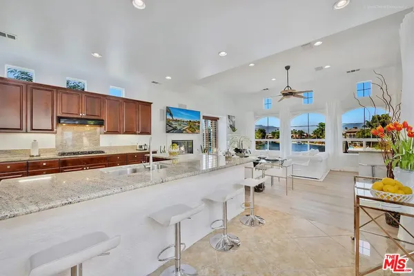 a large kitchen with lots of counter space