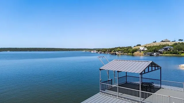 a view of a lake with a mountain in the background