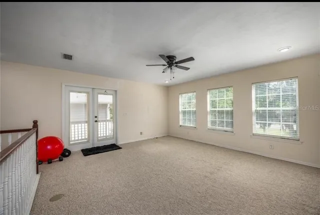 a view of a livingroom with a window