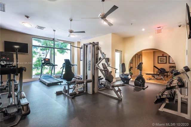 a view of a room with gym equipment