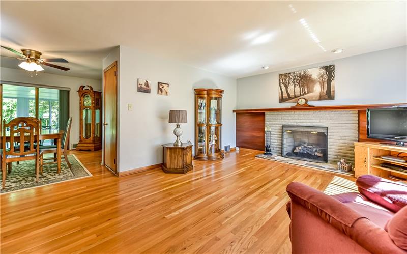 425 Thompson Run Road Pittsburgh, PA 15237 - Photo 3 of 24 Living room with gas fireplace leads to the dining room.