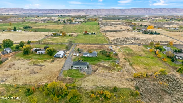 a view of a yard with an trees