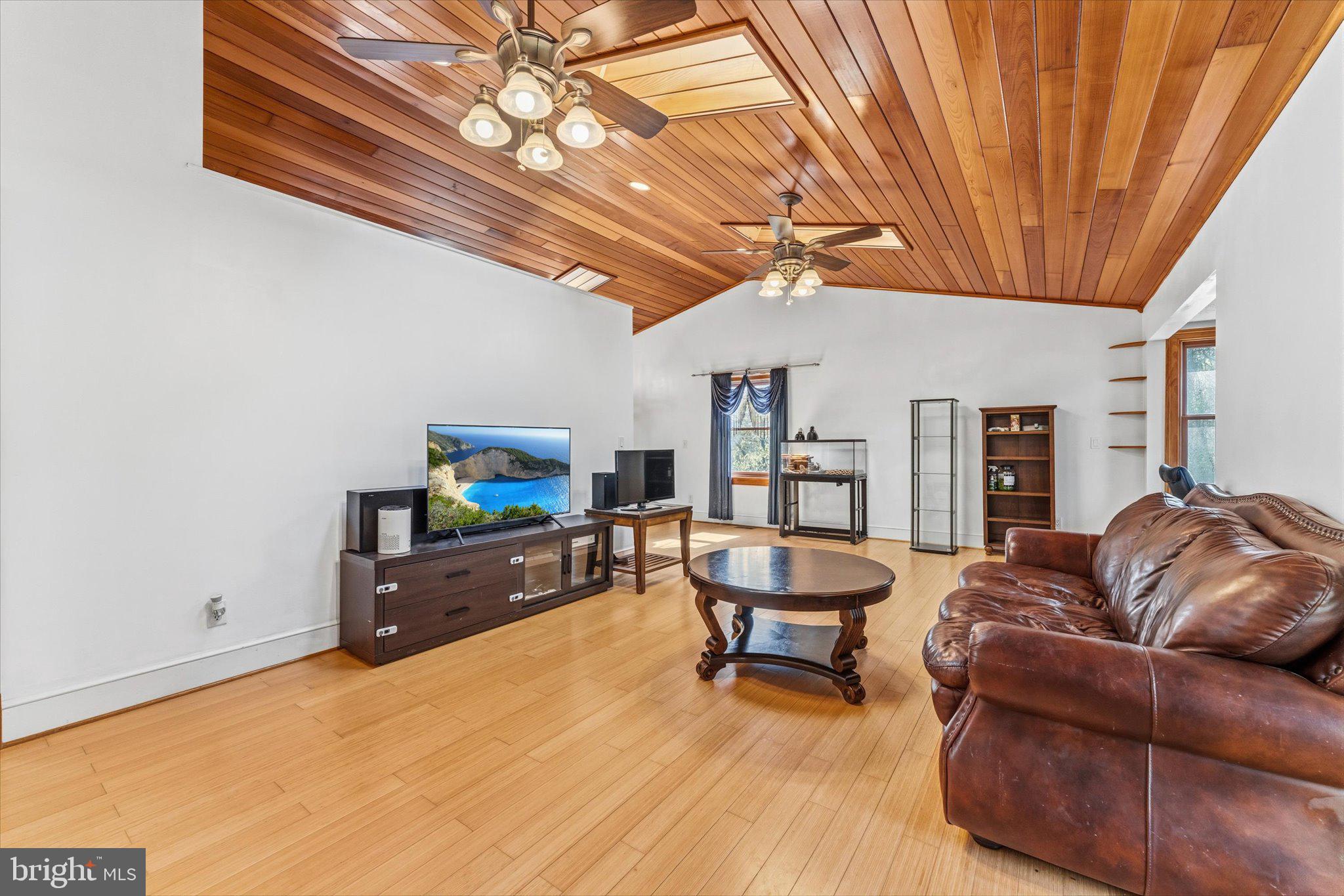 Inviting Living Area with Skylights