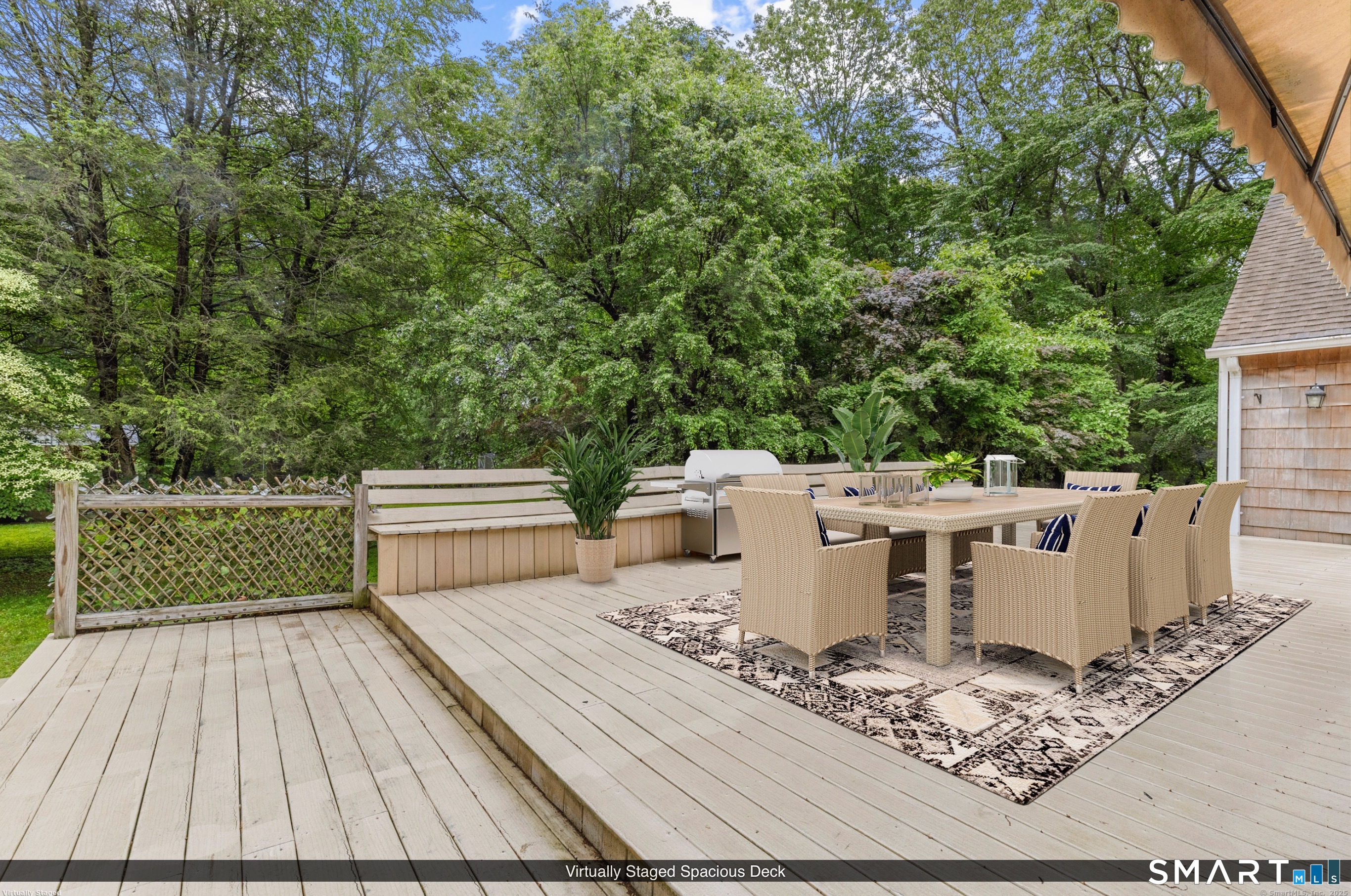 190 East Rocks Road Norwalk, CT 06851 - Photo 26 of 38 a view of a patio with table and chairs couches with wooden floor and fence