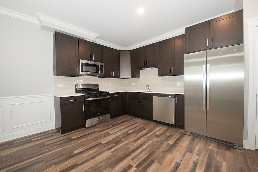4117 South Michigan Avenue, Unit 2N Chicago, IL 60653 - Photo 2 of 20 a kitchen with granite countertop a refrigerator and a stove top oven
