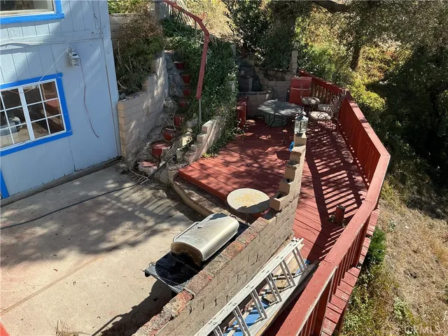 a view of a wooden deck