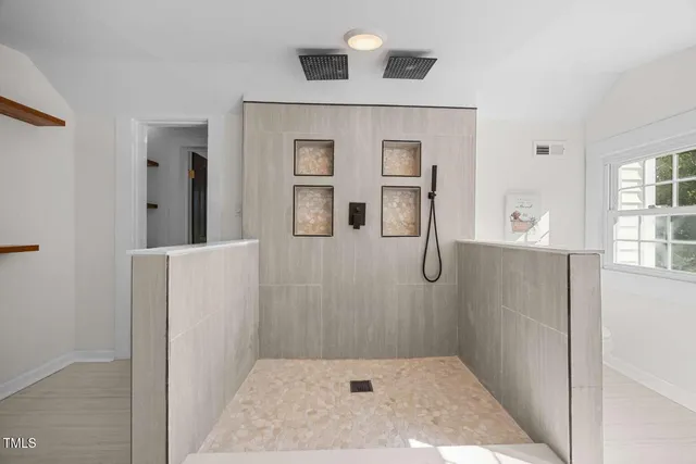 a bathroom with a shower