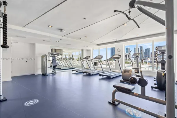a view of a room with gym equipment